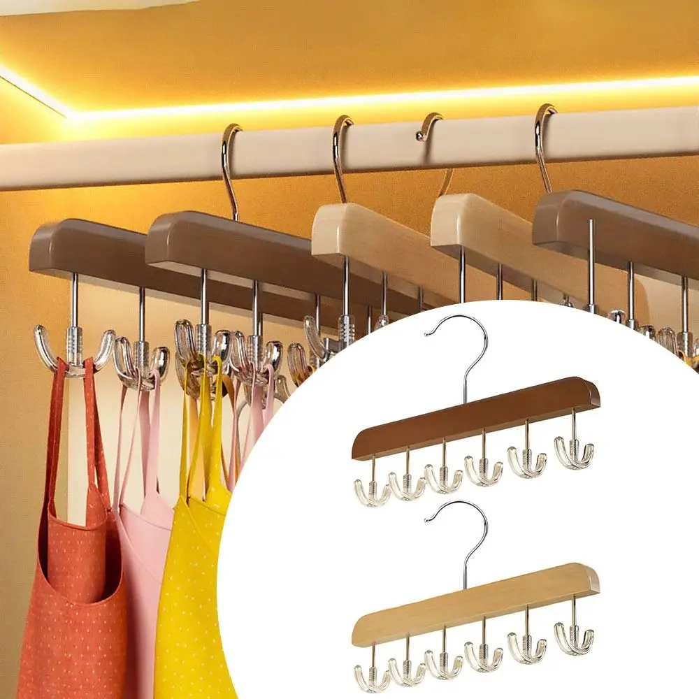 

1Pc Durable Traceless Wooden Clothes Hanger Wide Shoulders With 12 Hooks Clothing Storage Durable Clothes Hanger Bra