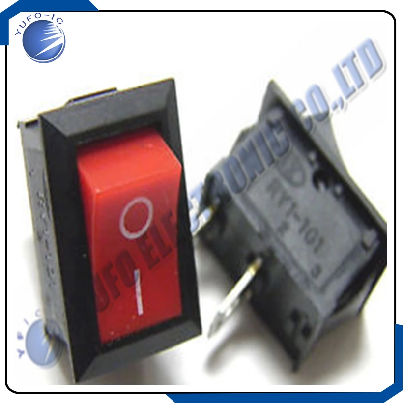 Free Shipping one lot 5pcs Red Rocker Switch 10A 125V 6A 250V ON-OFF Button 2-pin New