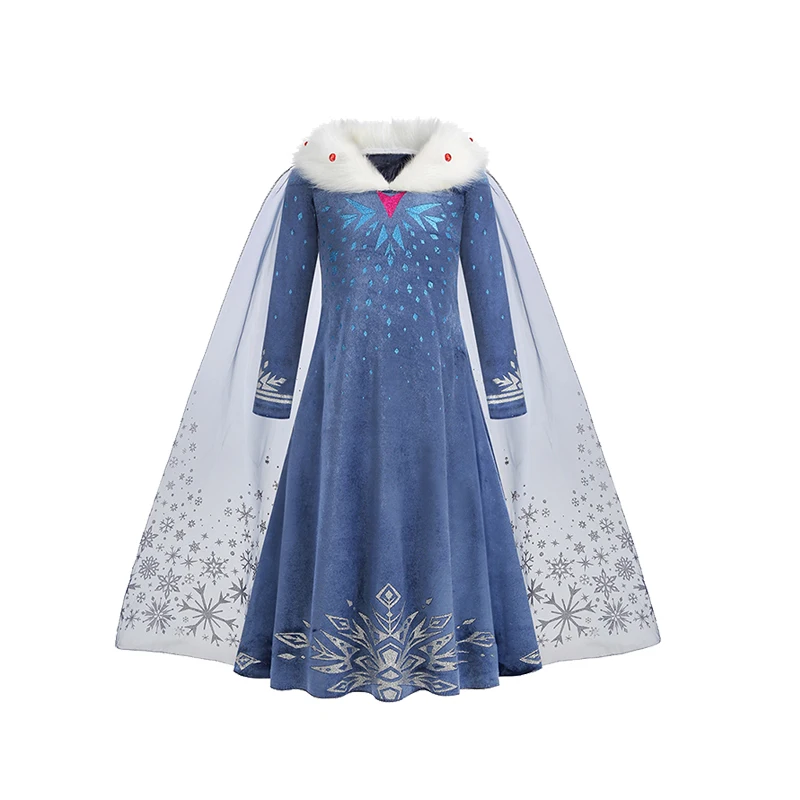 2026 Halloween Eis-Schnee-Prinzessin Cosplay Mädchenkostüm Kleid Halloween Kinder Rollenspiel Karneval Kinder Geburtstagsparty Kleid – Detail 3