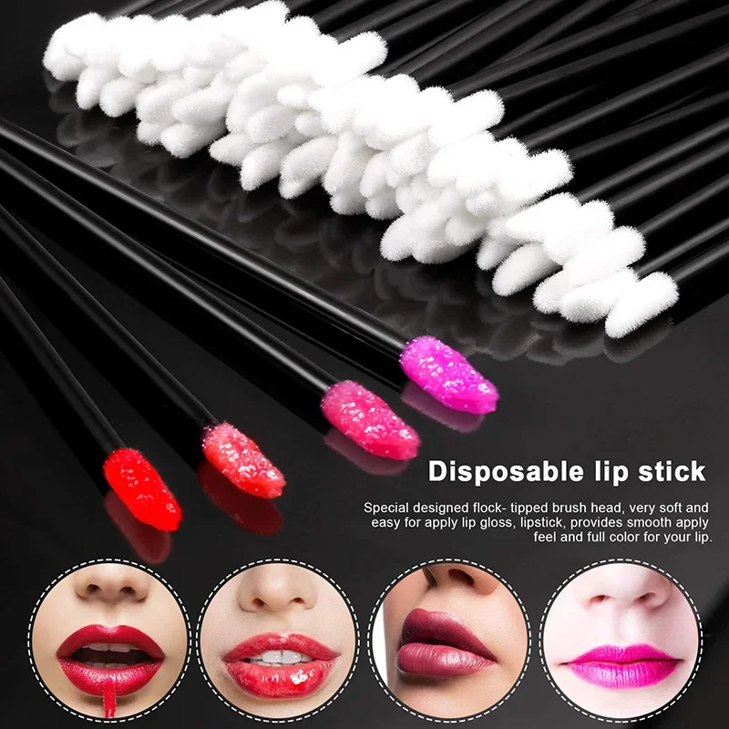 50/1000pcs Lip Brush Makeup Applicators Lip Gloss Brush Lipstick Wands Multicolor Makeup Beauty Lipstick for Cleaning Eyelashes