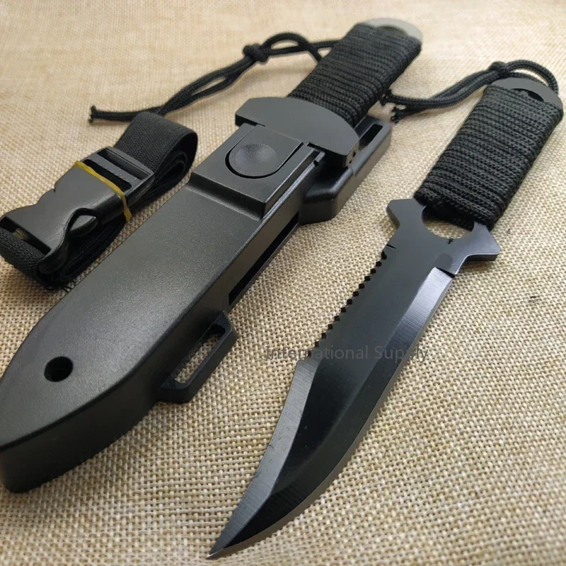 Tactical Fixed Blade 7CR14Mov Blade Steel Handle Outdoor Camping Survival Hunting Utility Knife Military Pocket Tool+ ABS Sheath