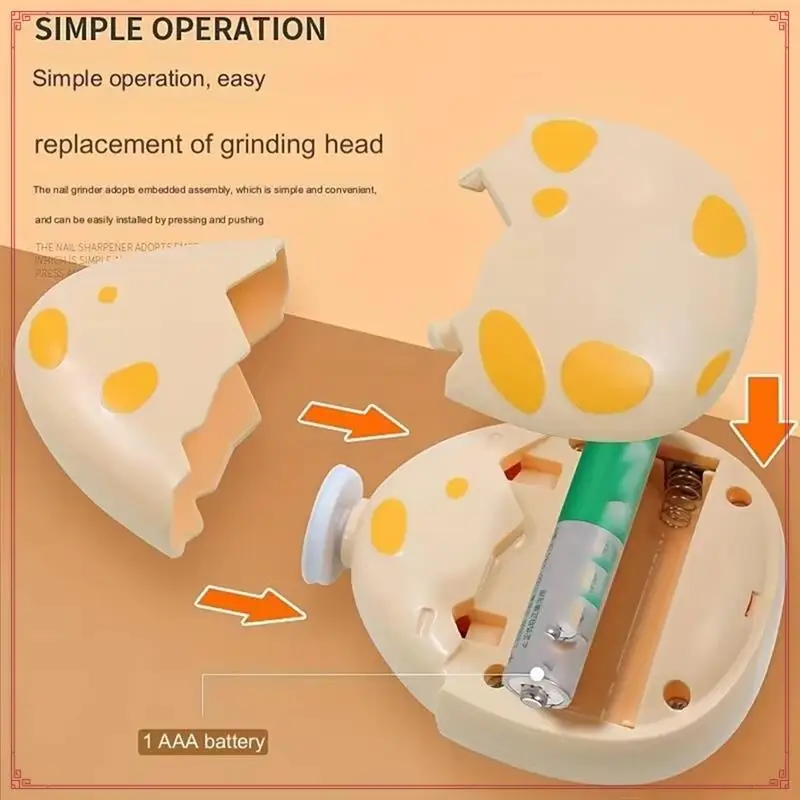 Electric Children Nail Trimmer Safe & Gentle Fornewborns Includes 3 Grinding Heads
