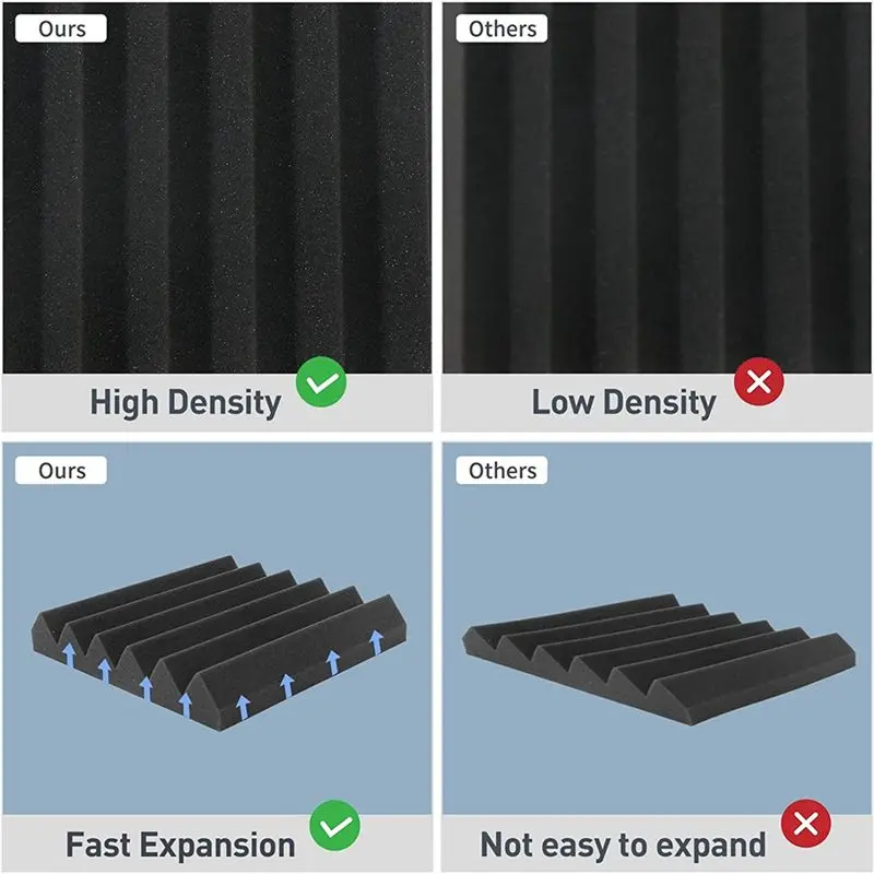 AEE3-12 PCS Akoestische schuimpanelen Zwarte wiggen Geluiddichte schuimpanelen Schuim met hoge dichtheid Brandwerend schuim