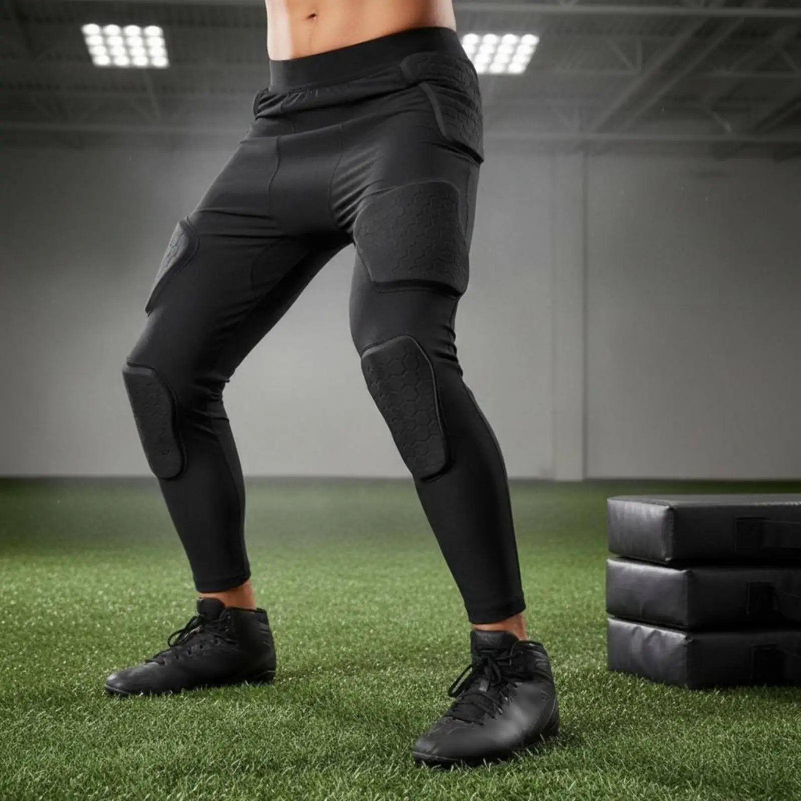 Athletic Impact Absorbing Adult Protective Pants with Knee Pads Goalkeeper Pants for Football Cycling Rugby