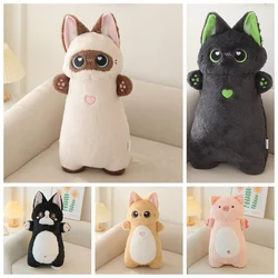1PC 55cm Long Giant Cats Plush Toy Cylidrical Pig Animal Pillow Kawaii Siamese Cat Stuffed Plushie Children Sleeping Friend Gift