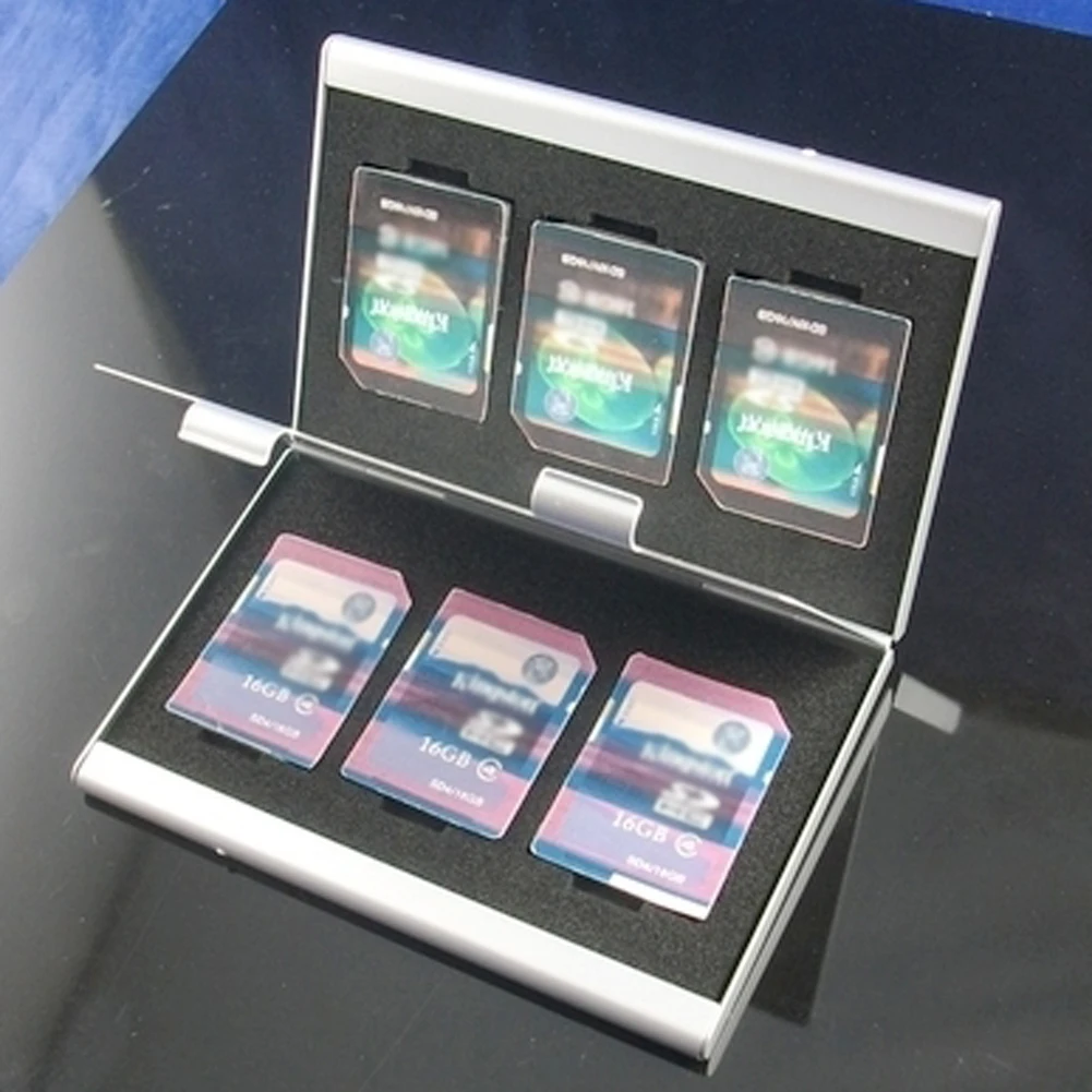 Memory Card Storage Case Portable Memory Card Storage Box Organizer Aluminum for SD/SDHC/MMC Cards