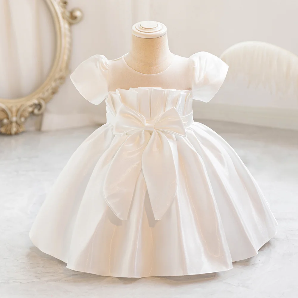 Baby Girly Dress Kid Girl Party Dresses with Big Bow Child Holiday Clothes