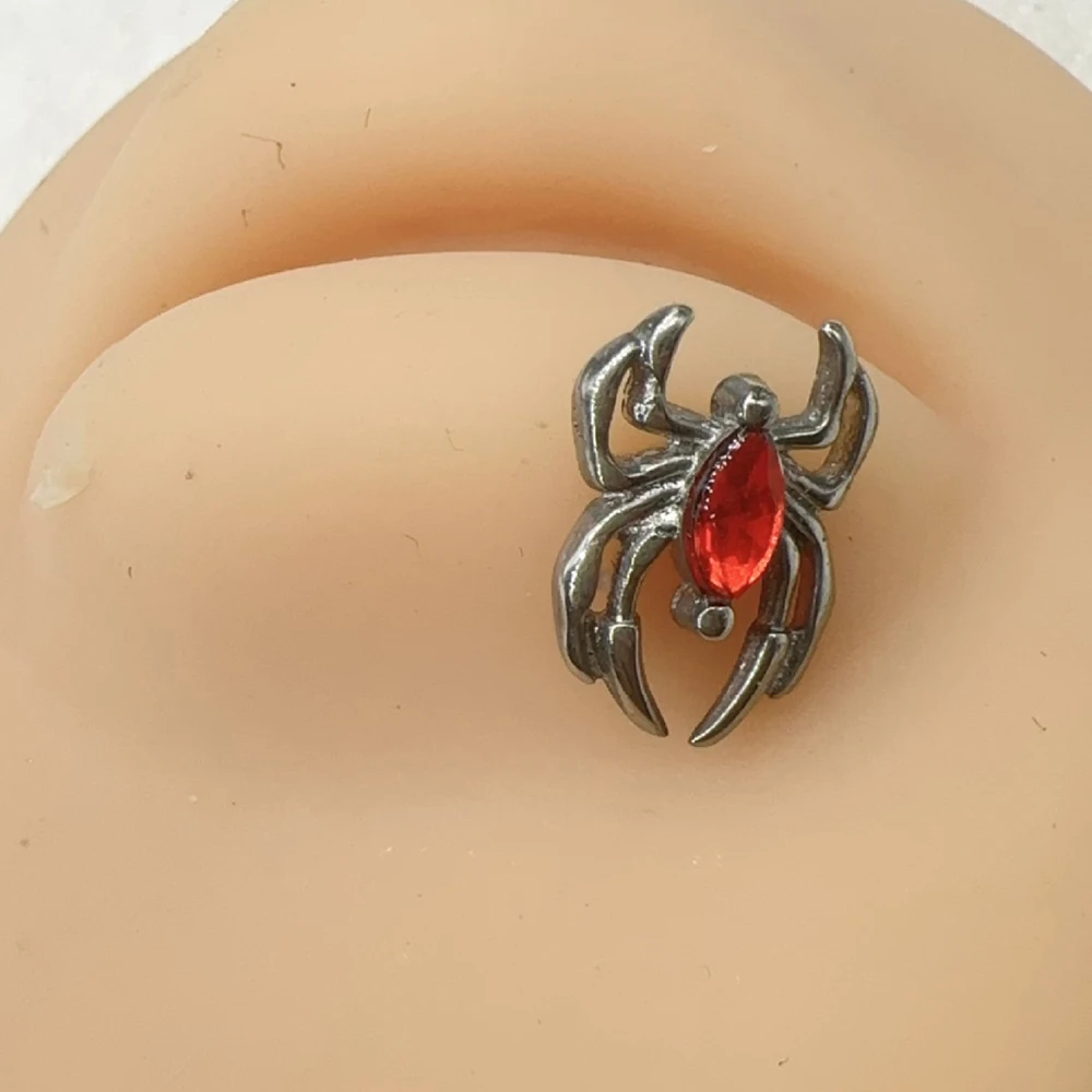 1 قطعة العنكبوت الشفاه مسمار الفولاذ المقاوم للصدأ INS موضة فضية اللون الزركون Labret ثقب الغضروف القرط القوطية مجوهرات الفتيات هدايا