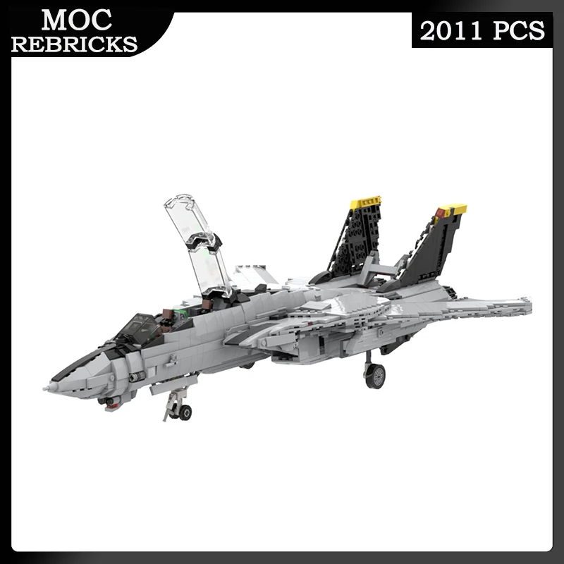 WW II US Military F-14 Tomcat Two-seat Variable-sweep Wing Fighter MOC Building Blocks Combat Aircraft Bricks Toy For Kid Adults