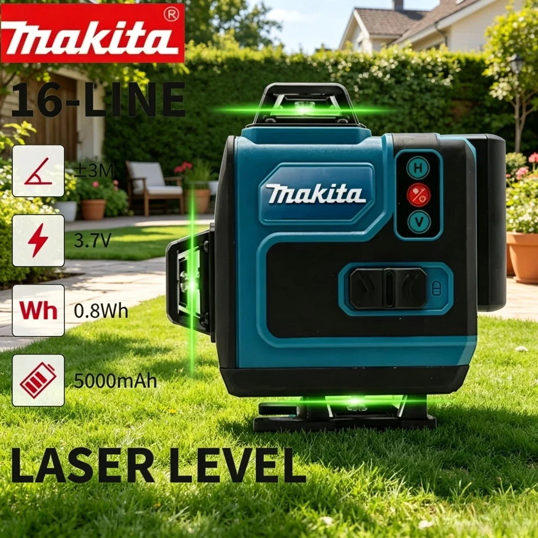 Makita 3D-4D 16-Line High Precision 360° Horizontal Vertical Green Laser Horizontal Wall-Mounted Portable Power Tools