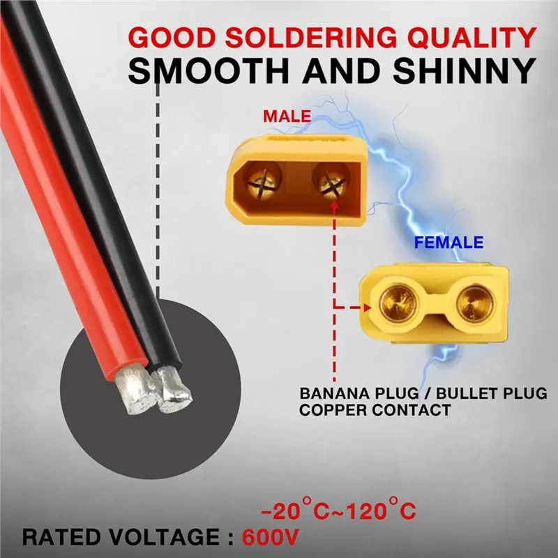 Cost Effective 5 Pairs XT30 Plug Connector Female And Male With 100Mm Wire