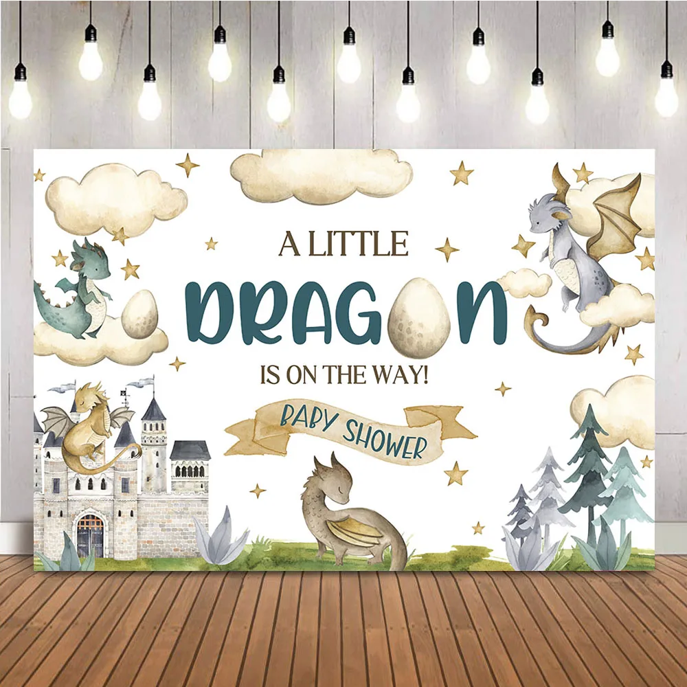 تنين صغير على خلفية الطريق ، لافتة قلعة المغامرة ، زخرفة الحفلات ، خلفية ، خلفية الكرتون ، استحمام الطفل