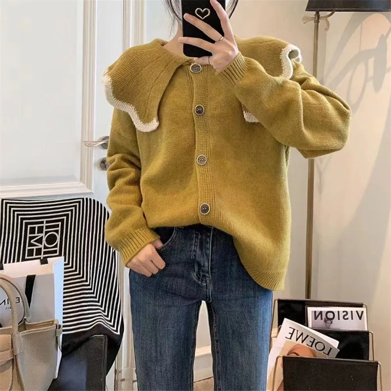 Gentle Versatile Sweater Jacket Fashionable Temperament Sweater Knitted Cardigan Women\'s Loose Lazy Jacket Knitted Top Trend