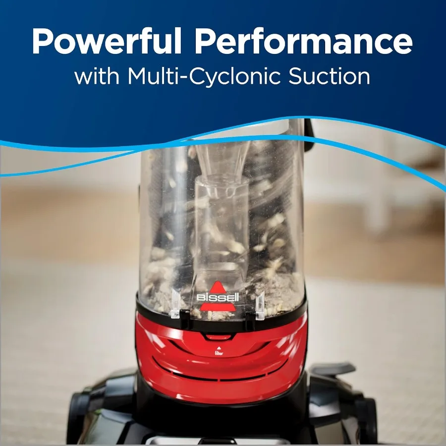 CleanView Bagless Vacuum, Powerful Multi Cyclonic System, Large Capacity Dirt Tank, Specialized Pet Tools, Easy Empty Red