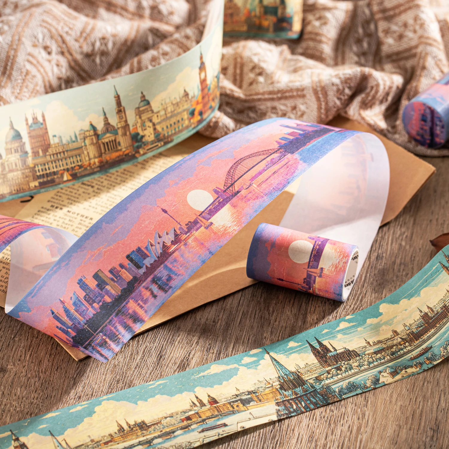 1 لفة مشهد السفر الأوروبي موضوع اشي الشريط لمجلة سكرابوكينغ DIY بها بنفسك كلية الفن جراب هاتف الديكور #4