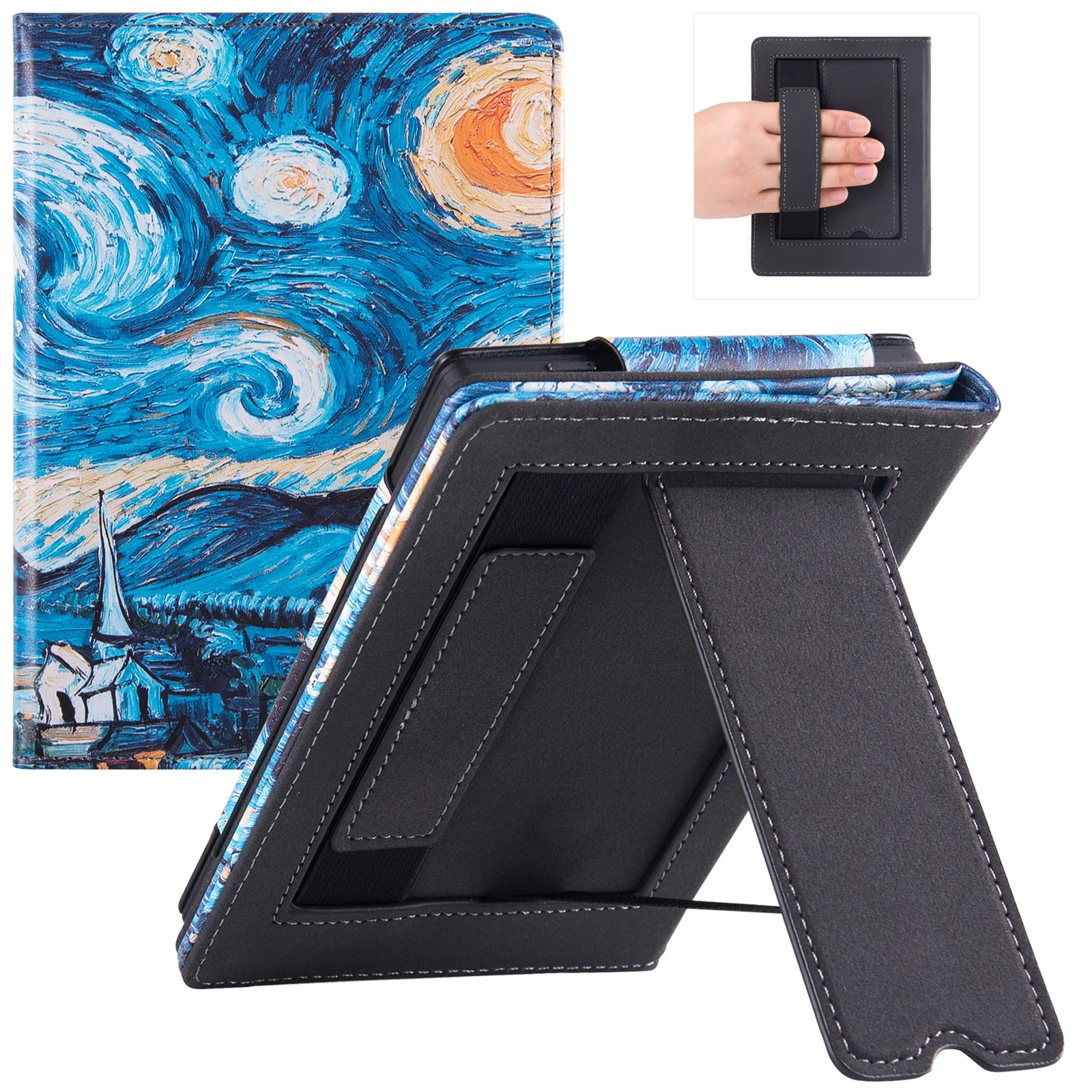 Stand Case for Onyx Boox Poke 5/Boox Poke 5S eReader - Premium PU Leather Sleeve Cover with Hand Strap and Auto Sleep/Wake