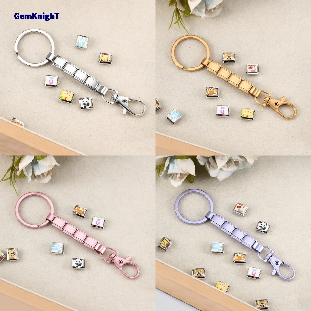 GemKinght Einfacher zarter Schlüsselanhänger, bunt, abnehmbarer italienischer Charm, 9 mm, Verbindungsherstellung, DIY, Damen, Herren, Geschenke, Schmuckzubehör – Detail 1