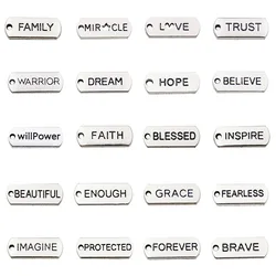20PCS Mix Vintage Alloy Tags Inspirational Word Charms For Jewelry Making Bracelet Necklace Pendant DIY Accessories Supplies