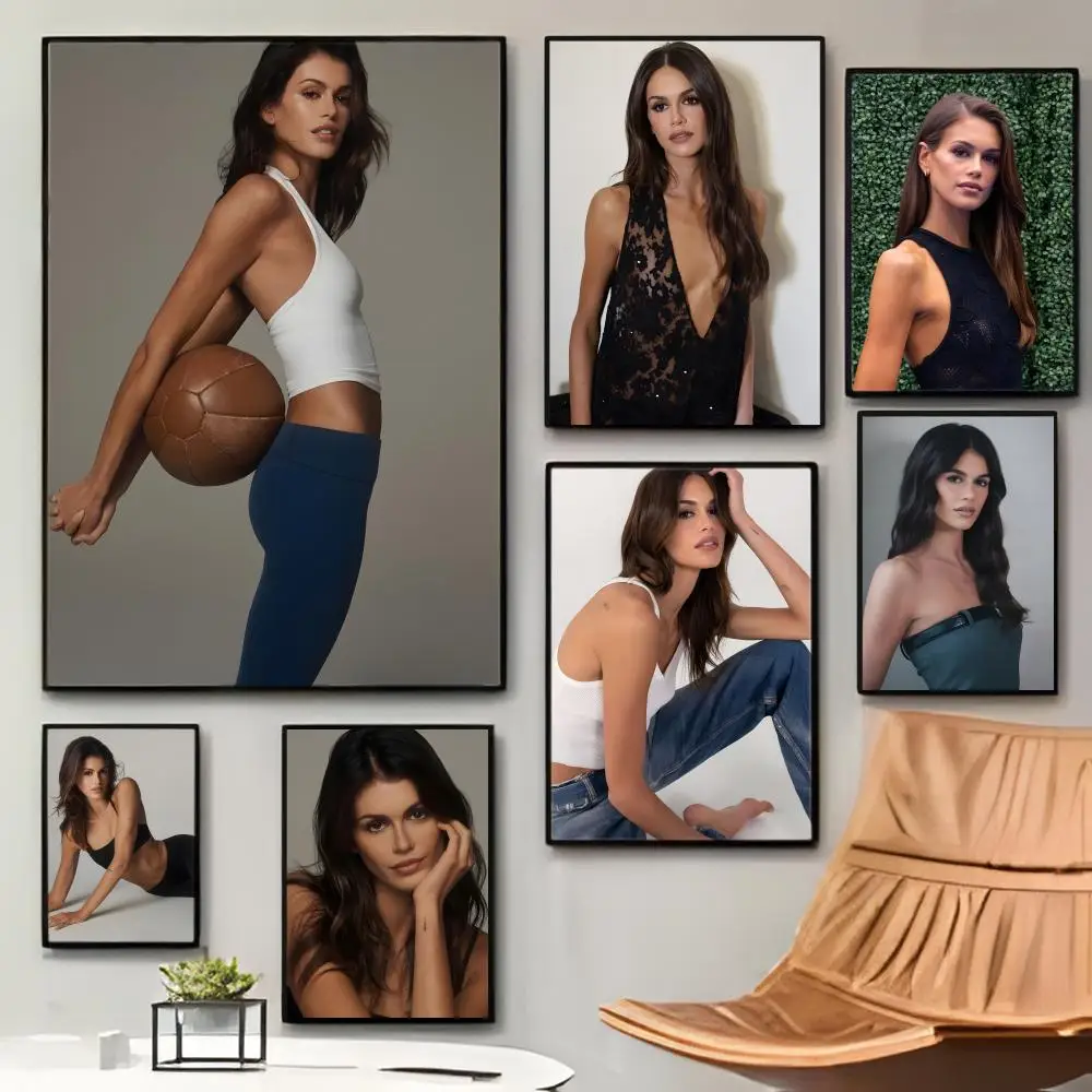 Póster de K-Kaia Gerber para mujer, atractivo y moderno, adhesivo, impermeable, decoración de pared para cafetería, bar, habitación, regalo