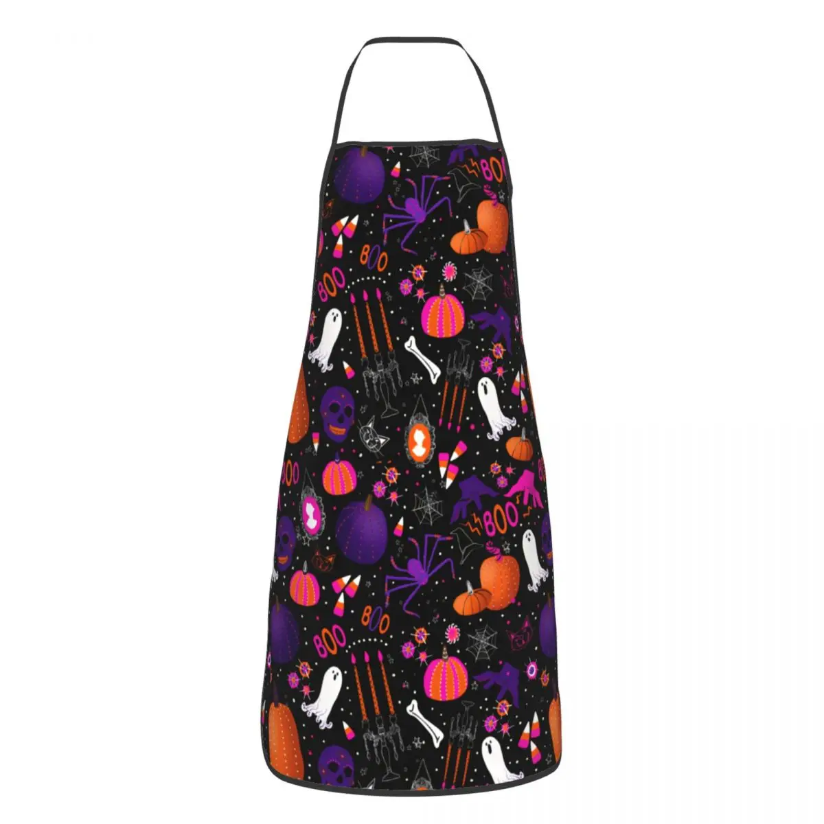 

Custom Unisex Halloween Pumpkins Ghosts Skull Party Kitchen Chef Cooking Baking Apron Men Women Tablier Cuisine for Painting