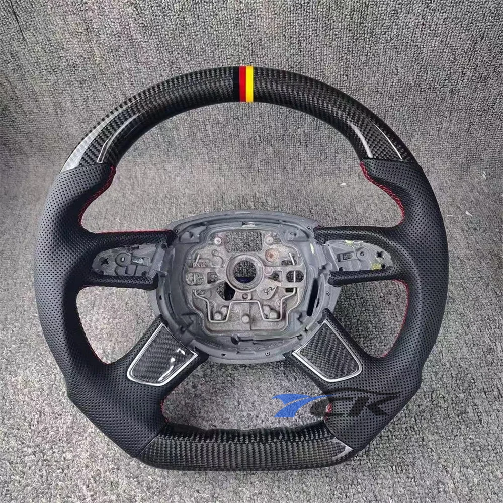 

Изготовленный на заказ черный карбоновый черный кожаный руль с красной строчкой, подходит для Audi A6 A8 2013-2016, автомобильные аксессуары