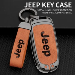 Zinc Alloy Leather Car Key Cover Case Fob for Jeep Renegade Compass Grand Cherokee for Chrysler 300C Wrangler Car Accessories