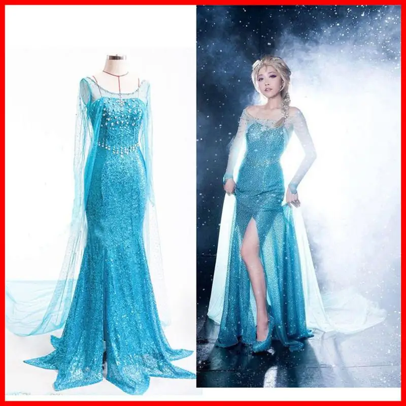 

Elsa Queen Costume Dress Halloween Performance Clothes Adult Princess Anna Outfit Movie Theme Women's Traditional Costume