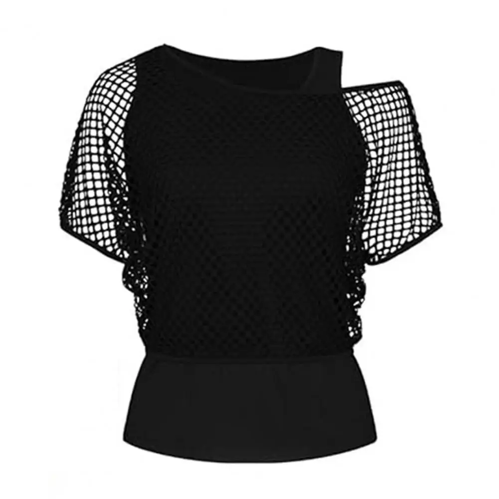 Women Top Set Fashionable Fishnet Vest Set with Off Shoulder Design O-neck Cover Up 2pcs/set for A Stylish Look Prom Outfit Set