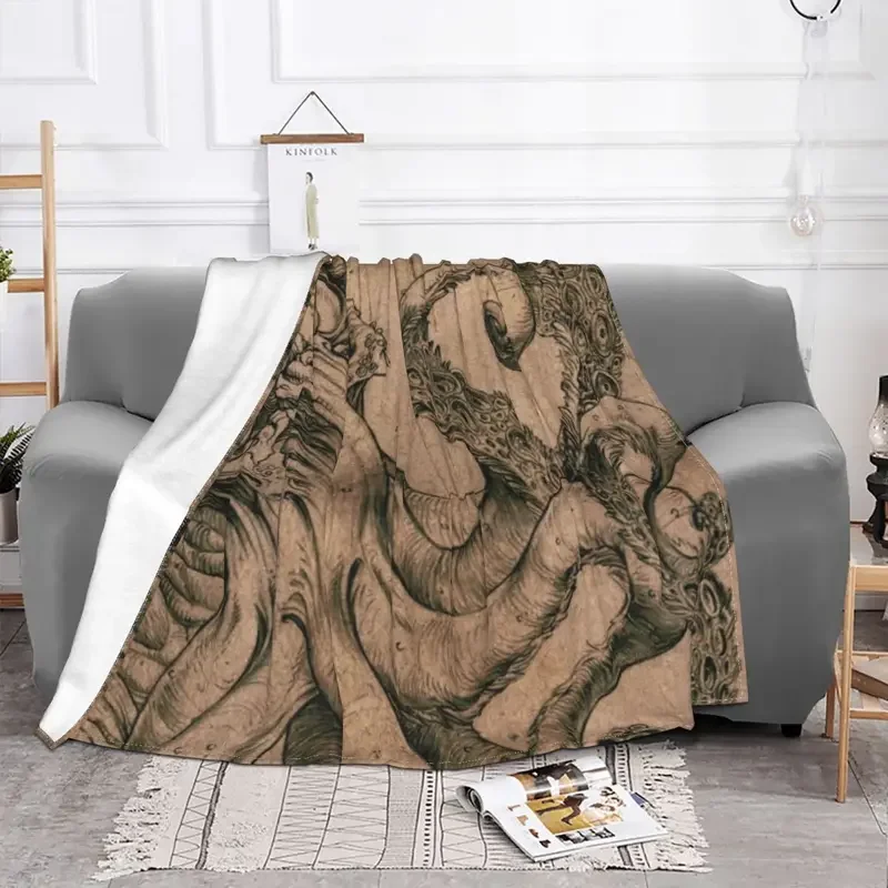 Cthulhu Dead,death Horror Blanket Cover Flannel monster dark Super Warm Throw Blankets for Bedroom Sofa Bed Rug