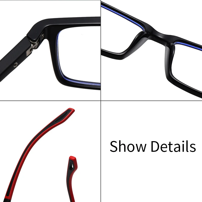 MOMOJA Ultra-light Fashion Spring Legs Design TR90 Non-slip Retro Square Youth Optical Prescription Eyeglasses Frame For Men