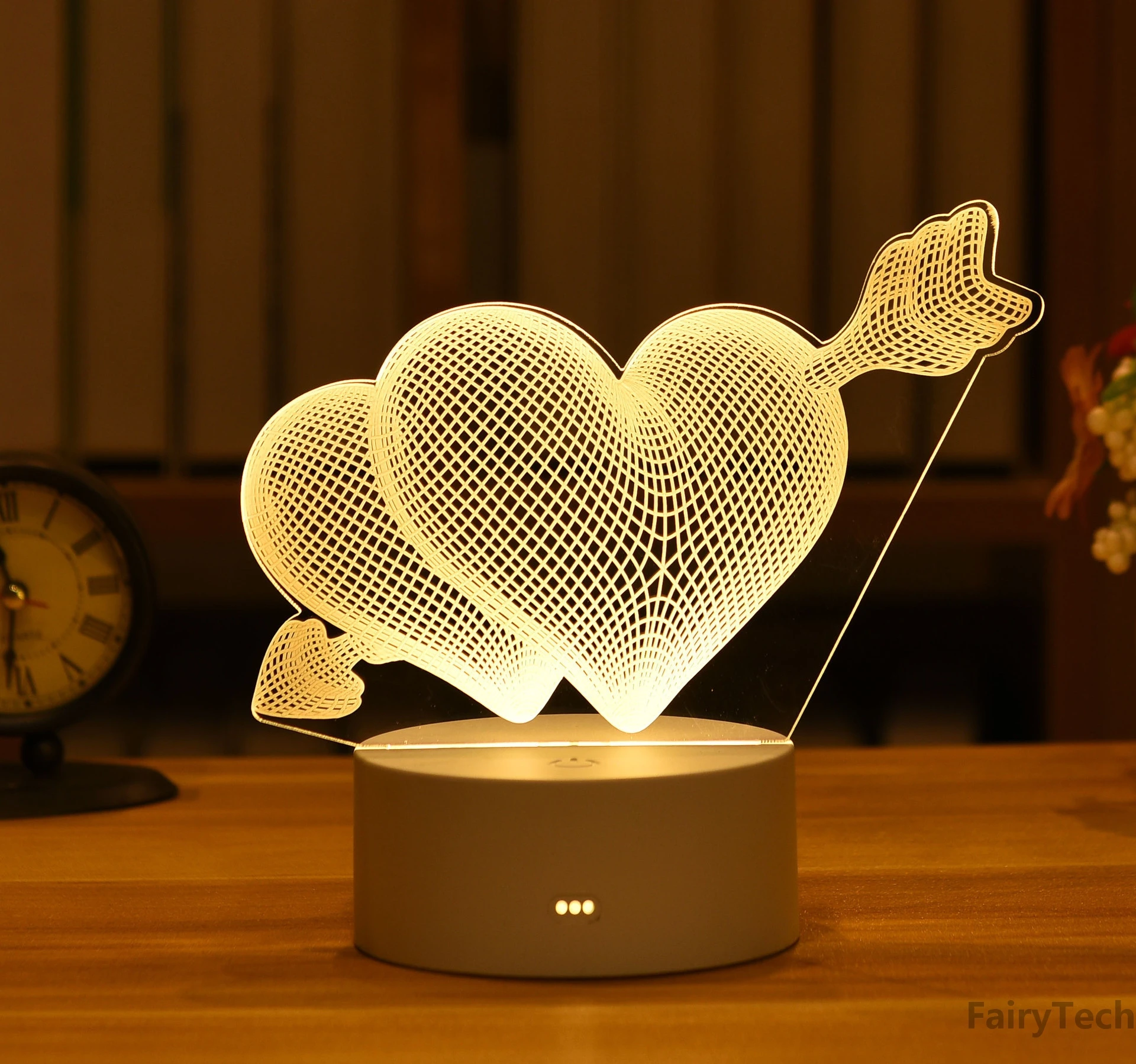 Lámpara de noche Led de acrílico 3D Love para niños, luz de noche, lámpara de mesa, decoración de fiesta de cumpleaños, Día de San Valentín, lámpara