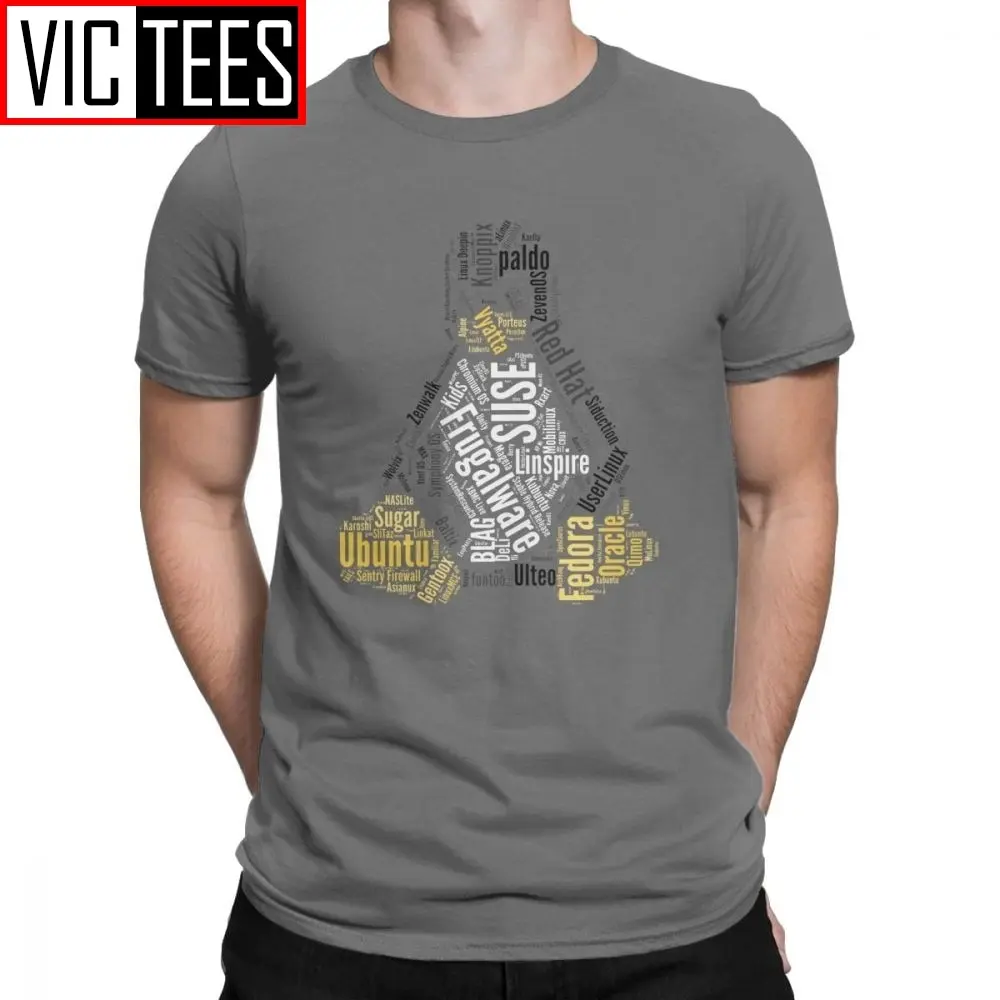 Novelty Tux Linux Distro Distribution Ubuntu T-Shirts Men Harajuku Cotton T Shirt Tee Shirt 3D Printing Sweatshirt