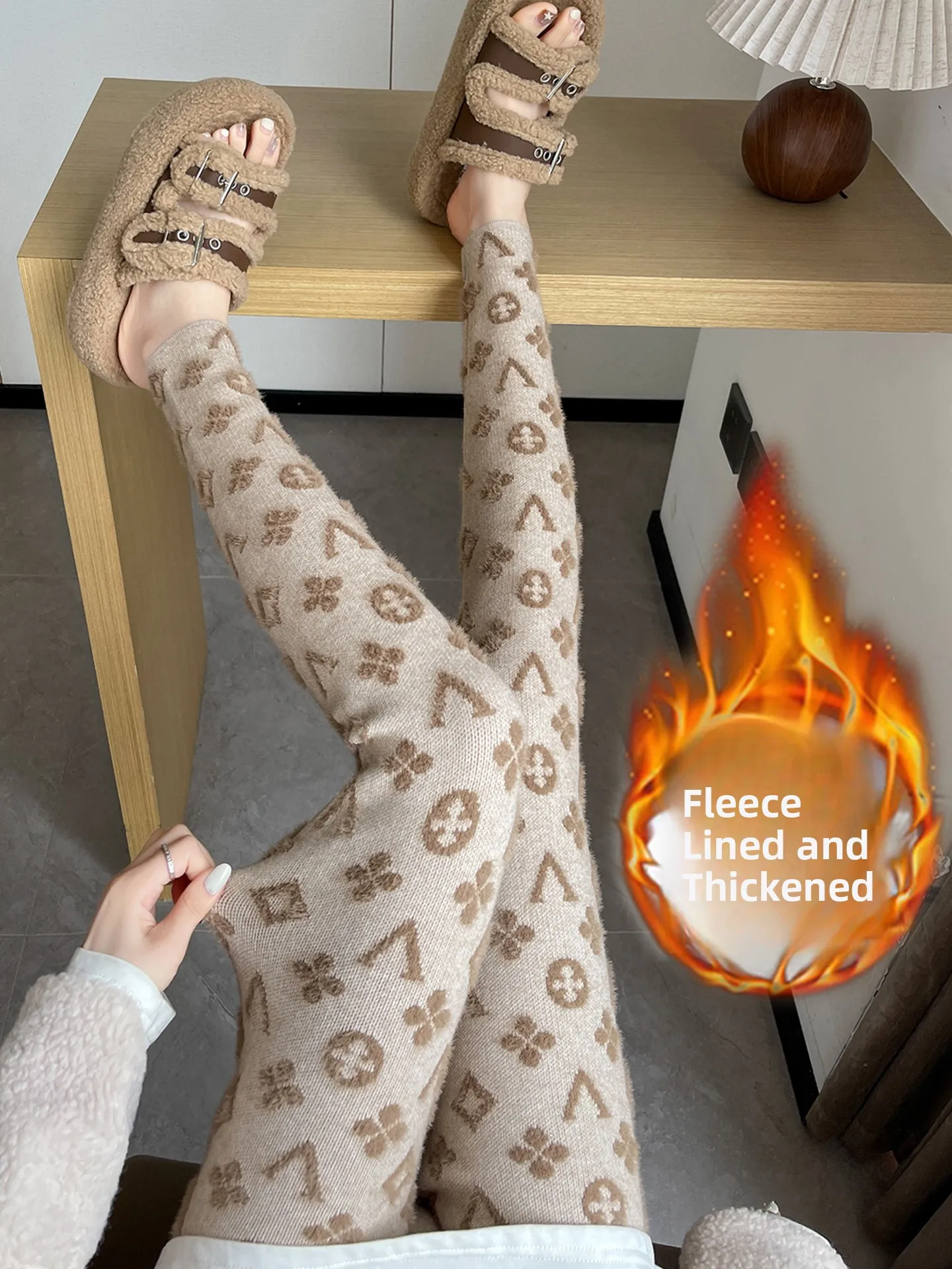 

Утягивающие брюки из норки с леопардовым принтом, длинные брюки с высокой талией, осень-зима, теплые вязаные облегающие леггинсы на подкладке