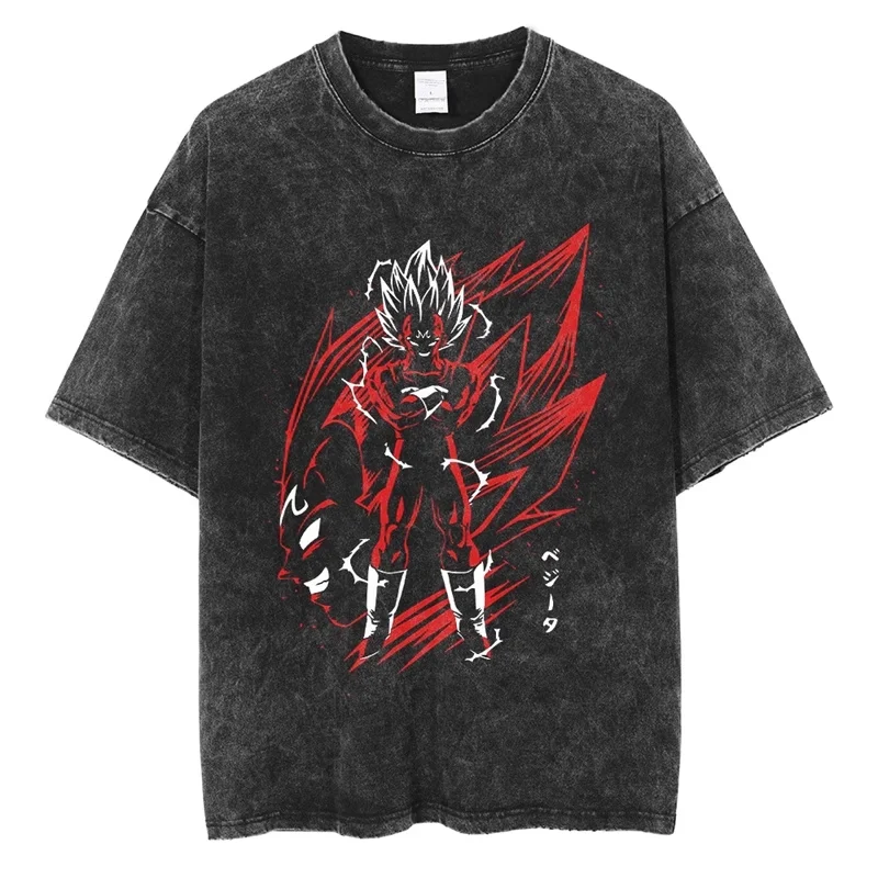

2026 Summer Dragon Ball 4-Star Dragon Ball Nostalgic Washed Men T-Shirt 100_ Cotton Heavyweight Retro Oversized Unisex Y2k Top