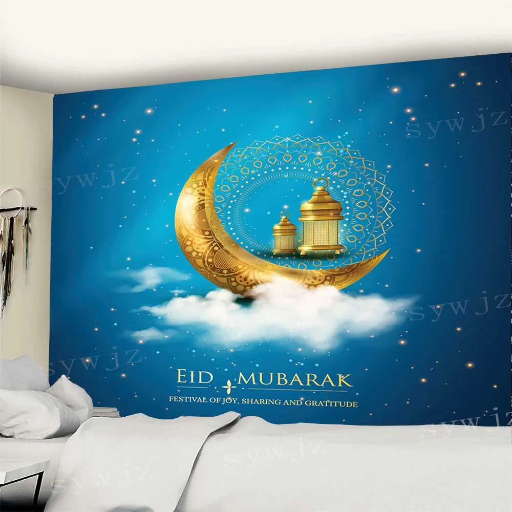 Happy Ramadan Tapestry Ramadan Decoration Islamic Tablecloth Living Room Bedroom Decoration Wall Tapestry Muslim Party Favor