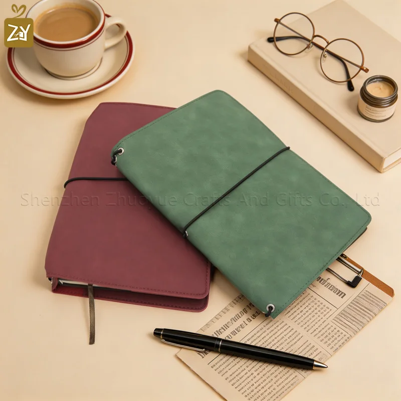 Vintage PU Leather Book Cover Multi‑card Slot Book Sleeve Elastic Band Fastening, Portable Notebook Protector, Anti‑wear Book