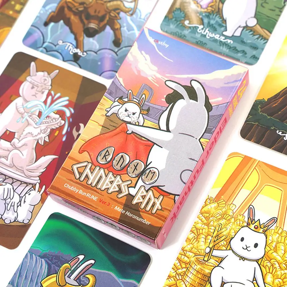 Chubby Bun Rune Ver.3, cartas de oráculo de conejo, baraja de adivinación de Tarot