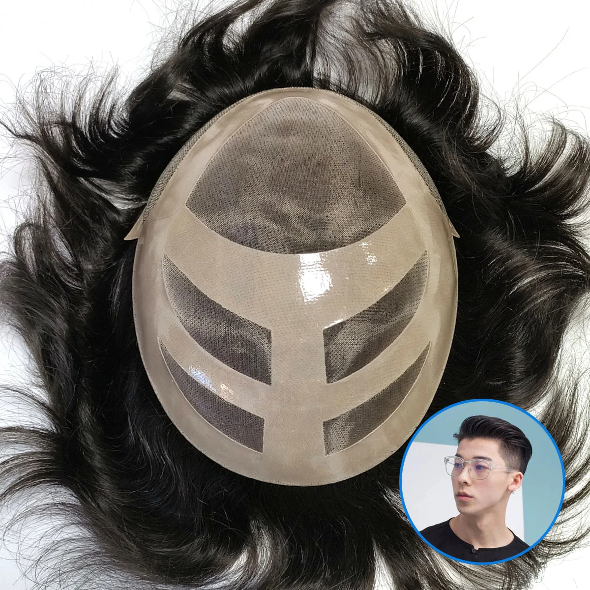 Hywel 6 Inches Versalite Men Toupee Hair Prosthesis Lace With Pu Breathable 100% Natural Human Hair Men Wig Exhuast Systems Wig