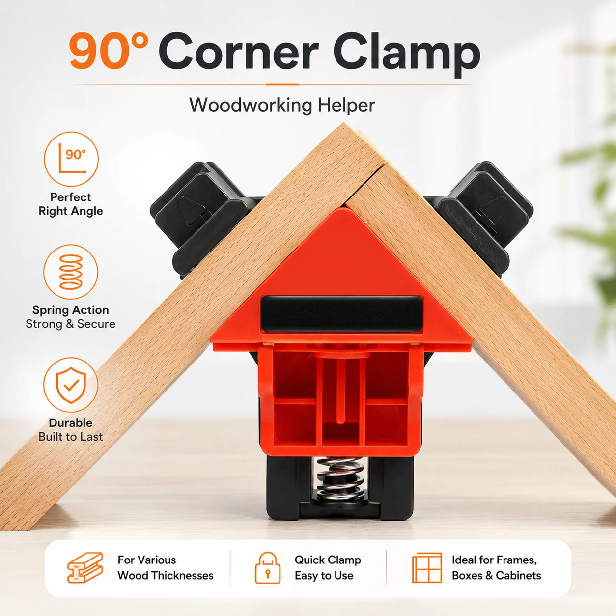 Abrazadera de Ángulo Recto, Abrazadera de Esquina de 90 Grados, Soporte para Marcos de Fotos y Vidrio, Herramienta Manual para Trabajos de Bricolaje en Madera y Fijación de Muebles