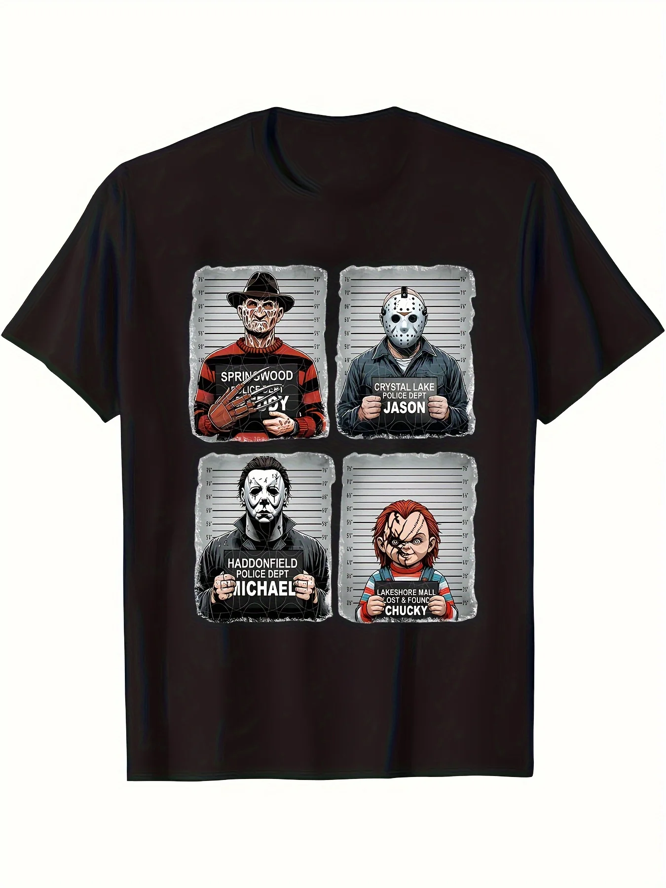 

Мужская футболка с рисунком фильма ужасов — черная хлопковая футболка с круглым вырезом, коротким рукавом, всесезонная повседневная футболка с Джейсосом Вурхисом и Майклом