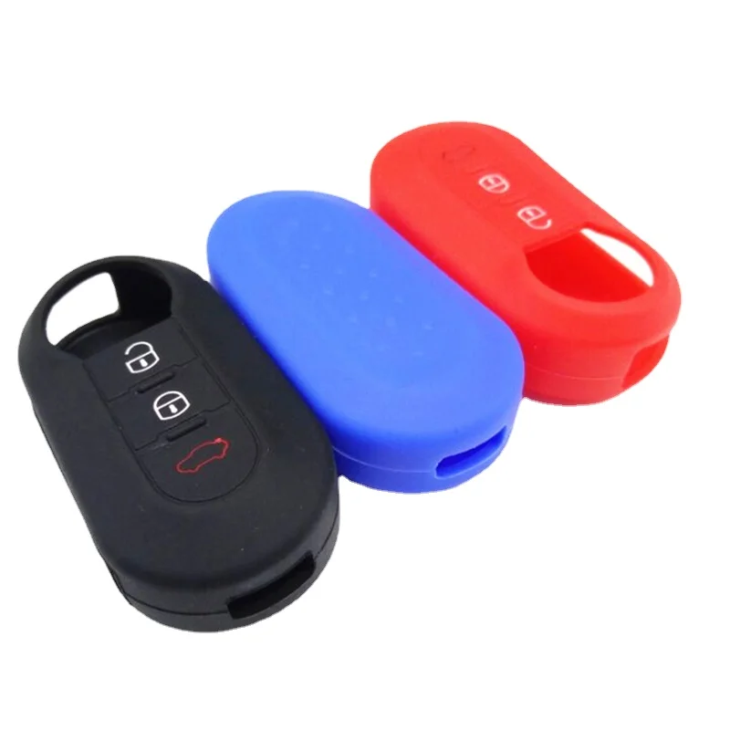 Silicone Car Key Cover Case for Fiat 500 3 Button Flip Remote Key Shell Blank Fob Silicone Key Cover