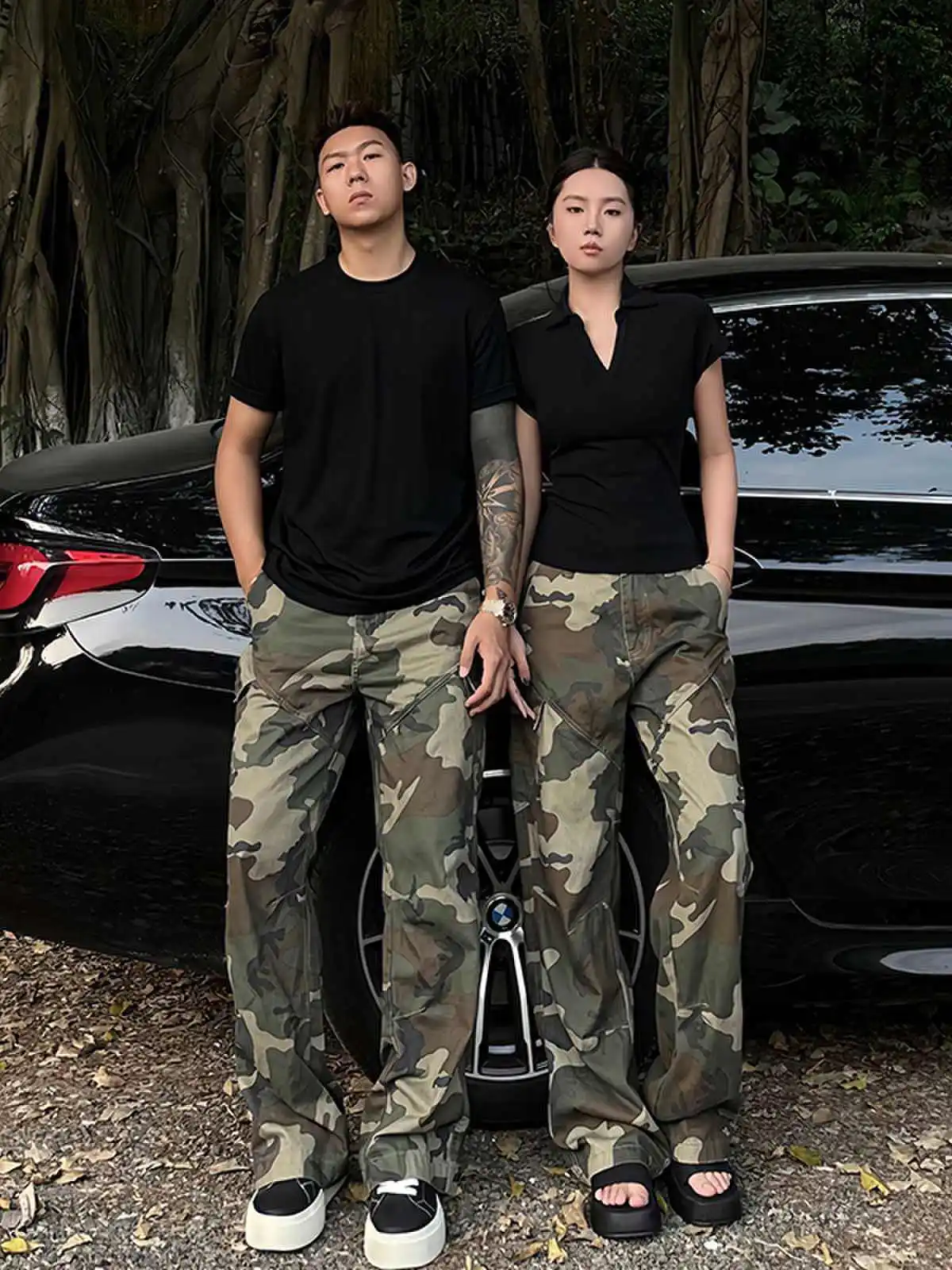 

Мужские летние тонкие джинсы-карго с камуфляжным принтом, прямого кроя, в американском стиле, с разрезами, для работы, модель Bell Bot