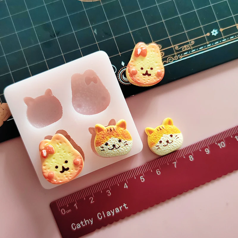 Little Cat Bunny Biscuit Silicone Mold Pottery Clay Jewelry DIY Molds Pinching Release DIY Silicone Molds