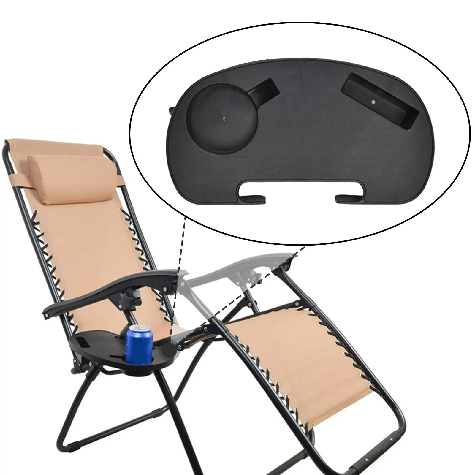 حامل أكواب كرسي مع مشبك فتحة للهاتف على صينية للتخييم في الهواء الطلق