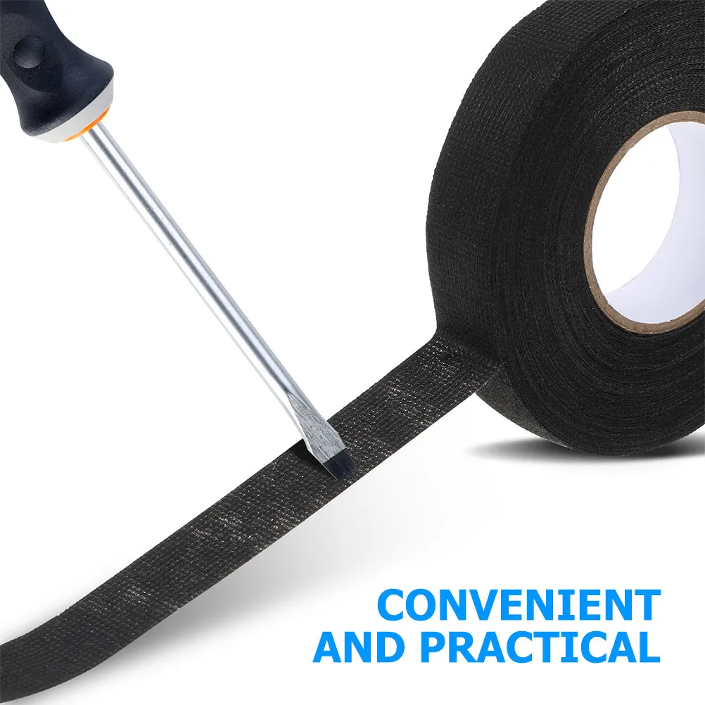 2 Rolls Black Automotive Wire Harness Tape Heat Resistant Adhesive Cloth Tape Noise Vibration Reduction Wiring Harness
