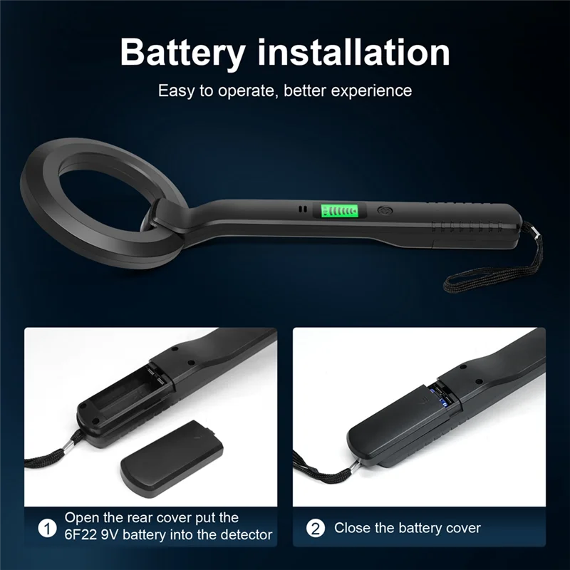 B47C Metal Detector Allarme portatile Scanner per metalli ad alta sensibilità Controllore di sicurezza Pinpointer Bobina di ricerca Strumento di rilevamento metalli Dura