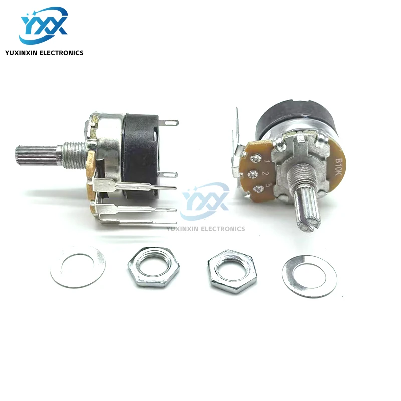 2PCS WH138-1-4 B5K/B10K/B20K/B50K/B100K/B250K/B500K Potentiometer with Switch for Dimmer Speed Control, Pin or Through-Hole Type