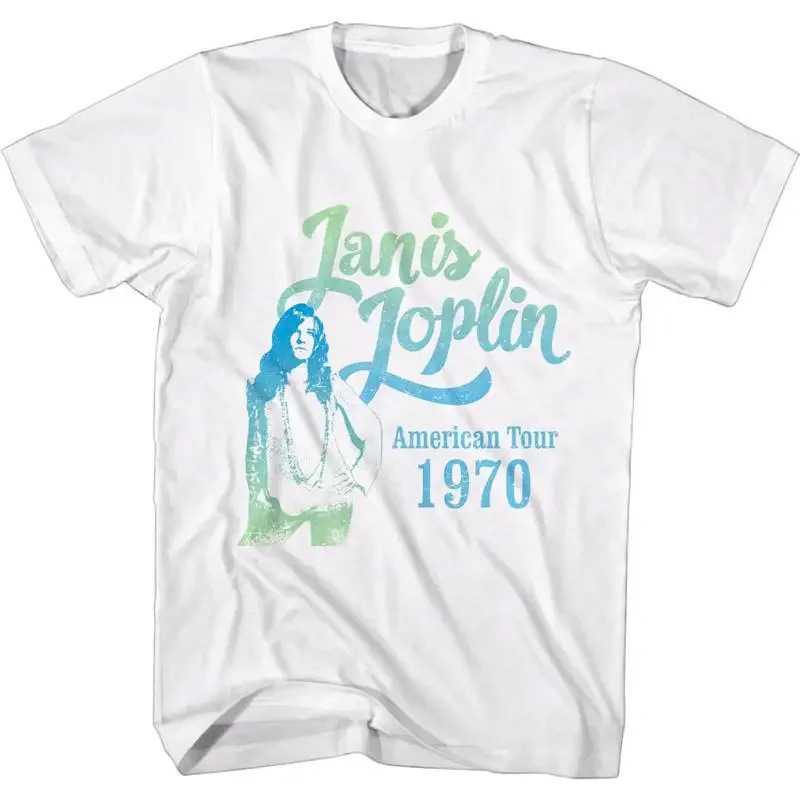 Camiseta para hombre Janis Joplin American Tour 1970, cantante leyenda del concierto de rock