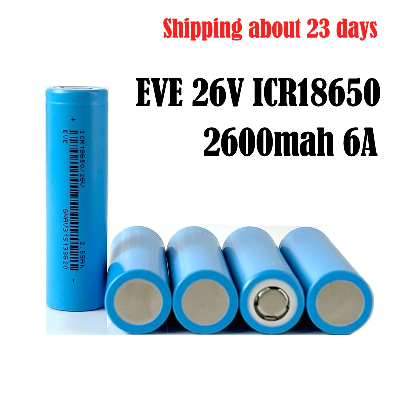

10-100 шт. оригинальный EVE 26 В ICR 18650 2550 мАч CDR 7,5 А 3,6 В аккумулятор большой емкости 5C литиевая батарея для фонарика