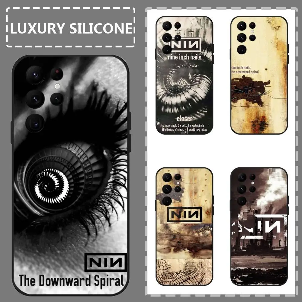

N-Nine Inch D-Downward Spiral Phone Case For Samsung Galaxy S24 Ultra S22 S23 Ultra S21 S20 5G Protective Silicone Soft Funda